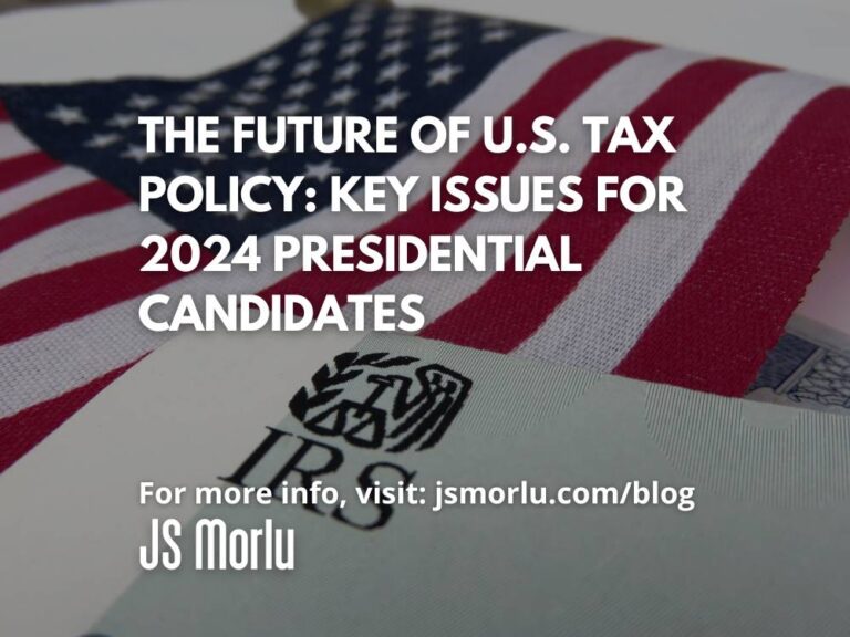 A close-up photo of an IRS tax form with the American flag in the background - tax policy.