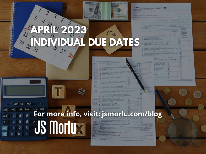 April 2023 – Individual Due Dates April 2023 - Individual Due Dates