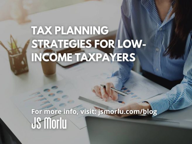 A woman diligently working on her finances, holding a calculator and entering numbers. Graphs and charts on her desk illustrate her financial progress and tax planning strategies.